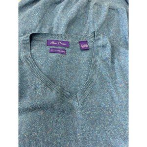 Alan Flusser Sweater Men Large Multicolor V Neck Long Sleeve Cotton Cashmere